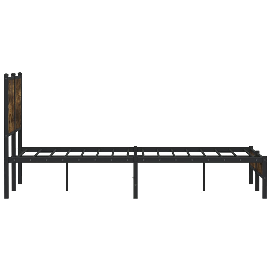 Metal Bed Frame without Mattress Smoked Oak 150x200 cm King Size
