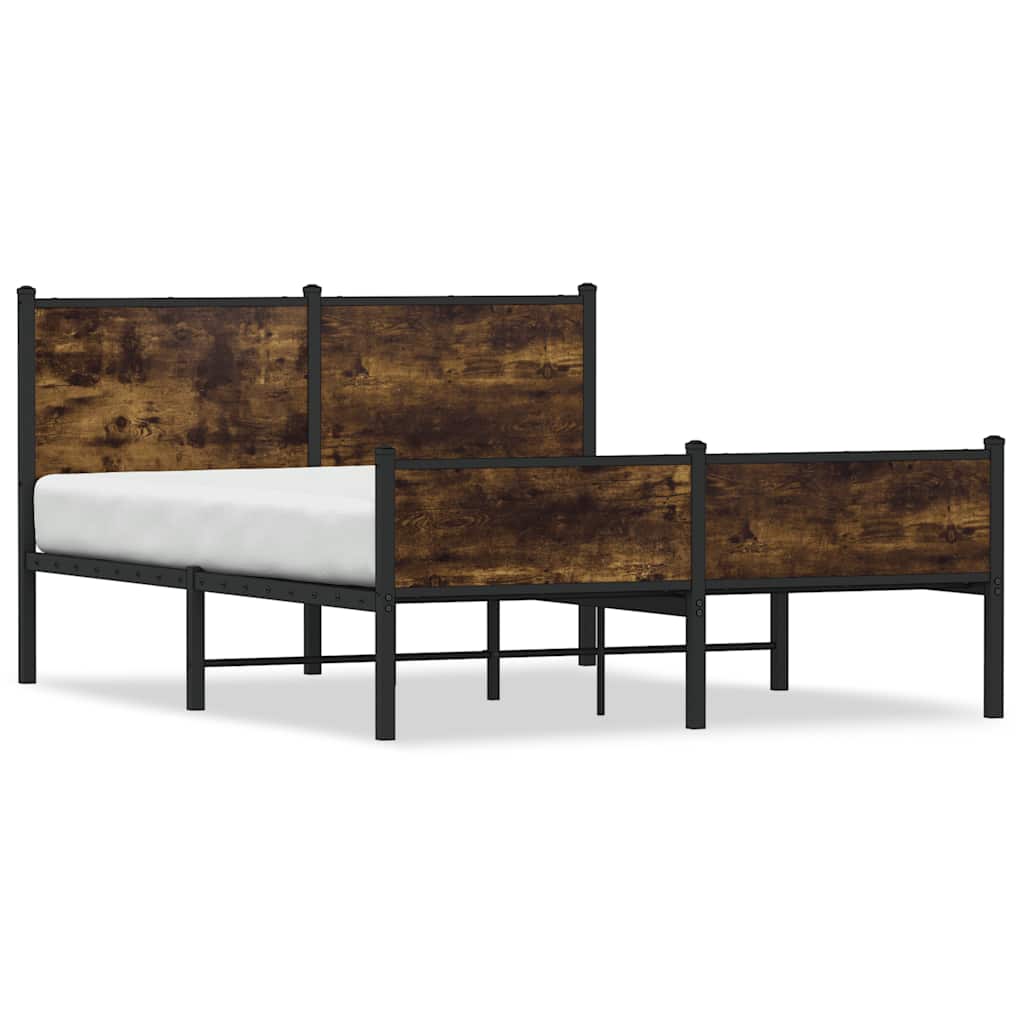 Metal Bed Frame without Mattress Smoked Oak 140x190 cm