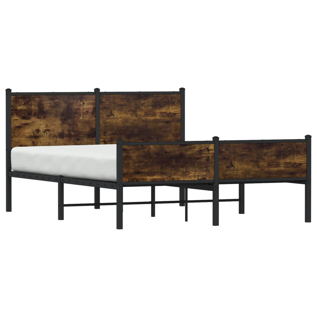 Metal Bed Frame without Mattress Smoked Oak 140x190 cm
