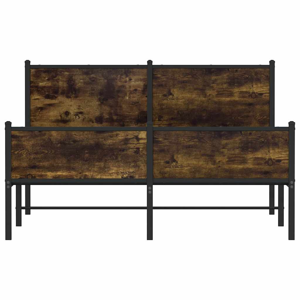 Metal Bed Frame without Mattress Smoked Oak 140x190 cm