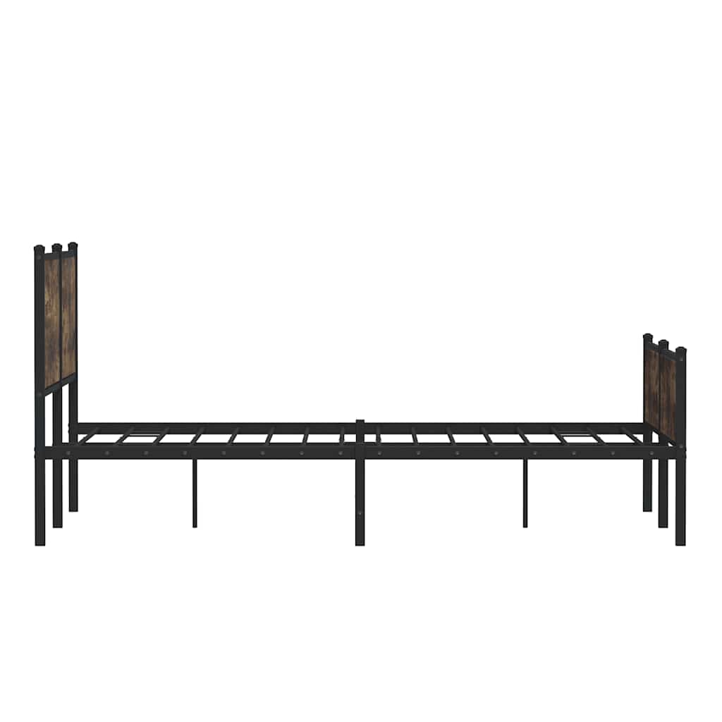 Metal Bed Frame without Mattress Smoked Oak 140x190 cm