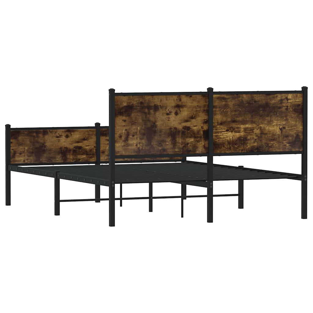 Metal Bed Frame without Mattress Smoked Oak 140x190 cm