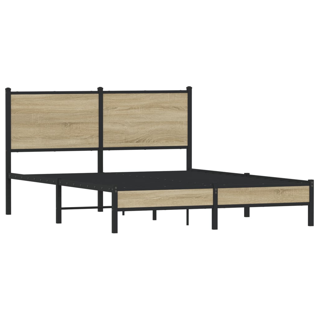 Metal Bed Frame without Mattress Sonoma Oak 140x200 cm