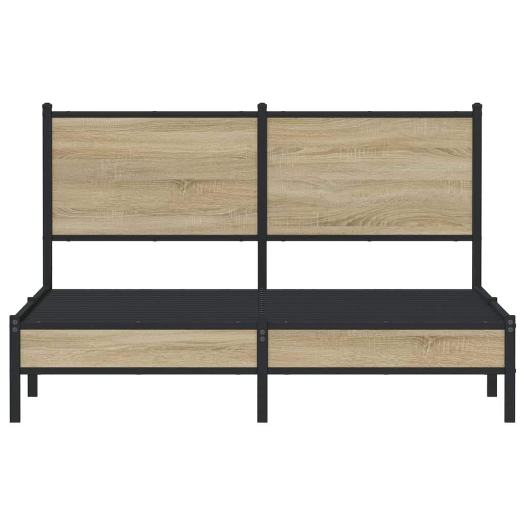 Metal Bed Frame without Mattress Sonoma Oak 140x200 cm
