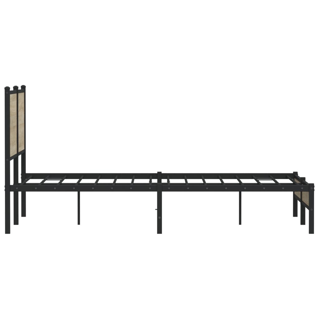Metal Bed Frame without Mattress Sonoma Oak 140x200 cm