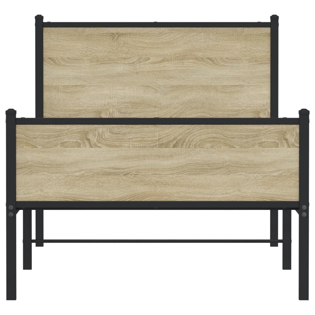 Metal Bed Frame without Mattress Sonoma Oak 80x200 cm