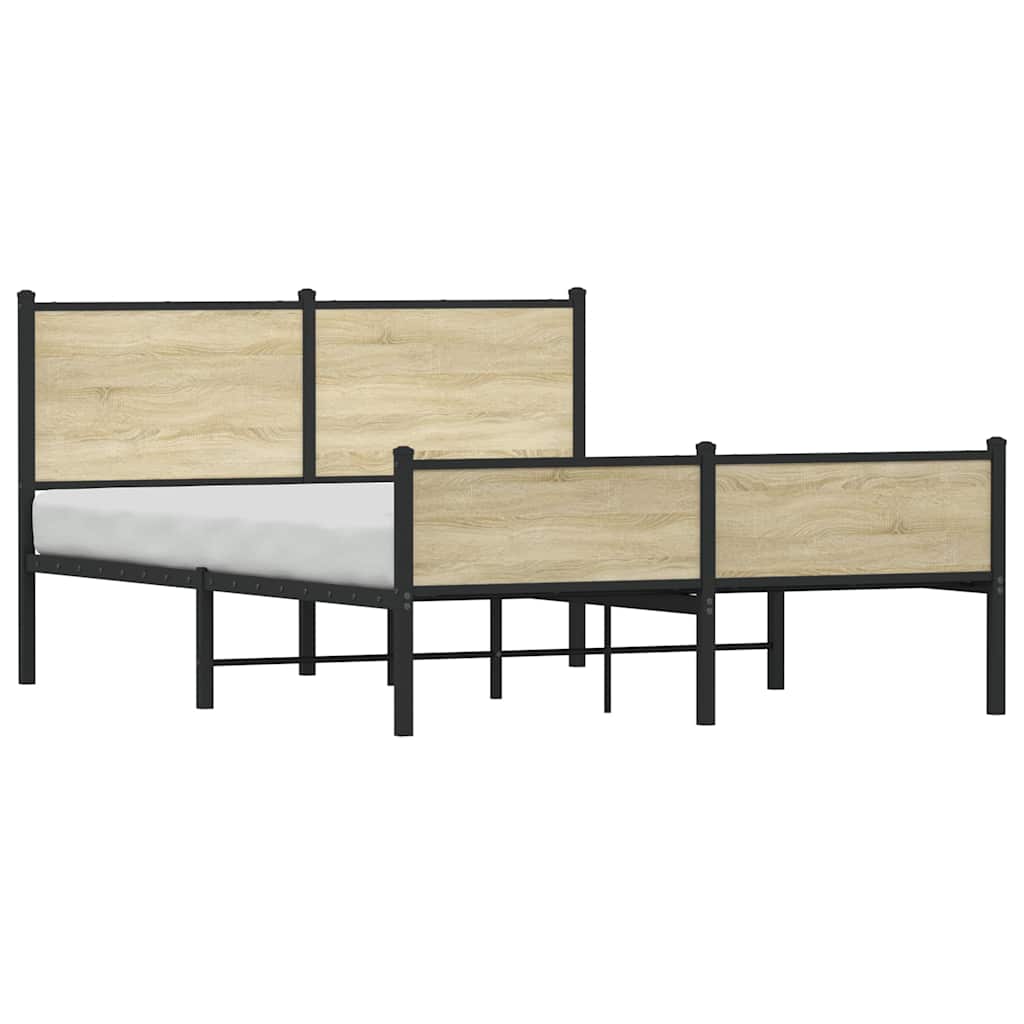 Metal Bed Frame without Mattress Sonoma Oak 137x190 cm