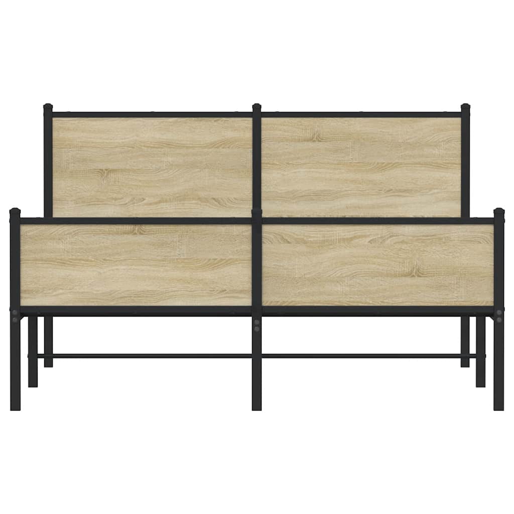 Metal Bed Frame without Mattress Sonoma Oak 137x190 cm