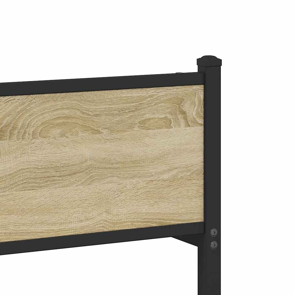 Metal Bed Frame without Mattress Sonoma Oak 137x190 cm