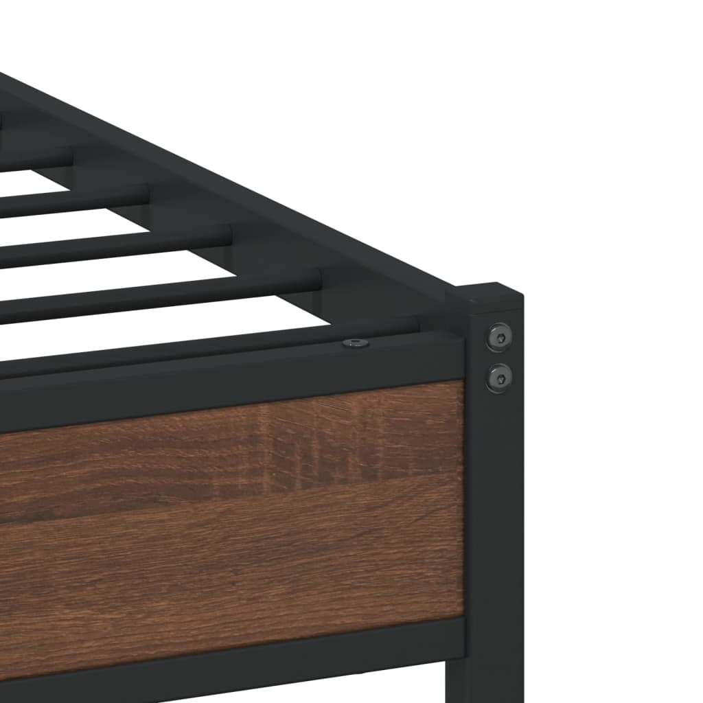 Metal Bed Frame without Mattress Brown Oak 120x190 cm Small Double