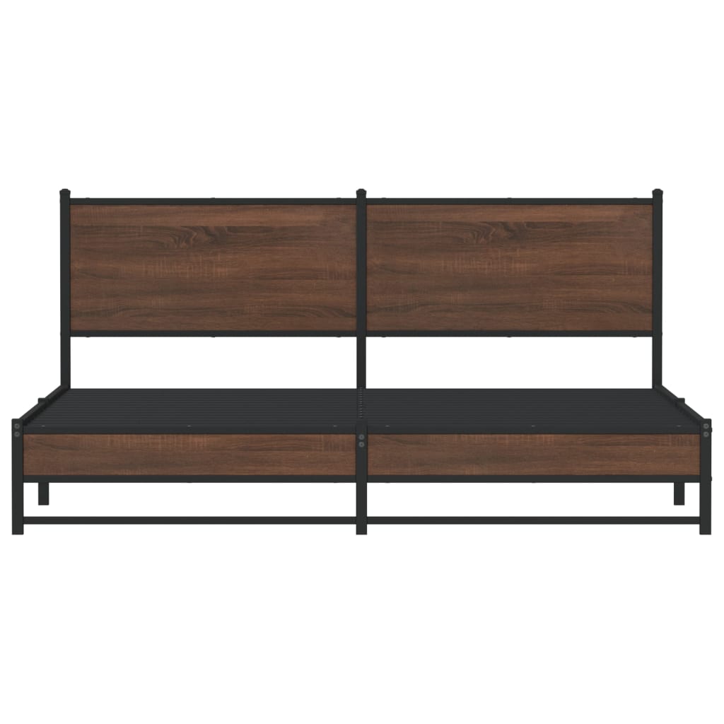 Metal Bed Frame without Mattress Brown Oak 160x200 cm