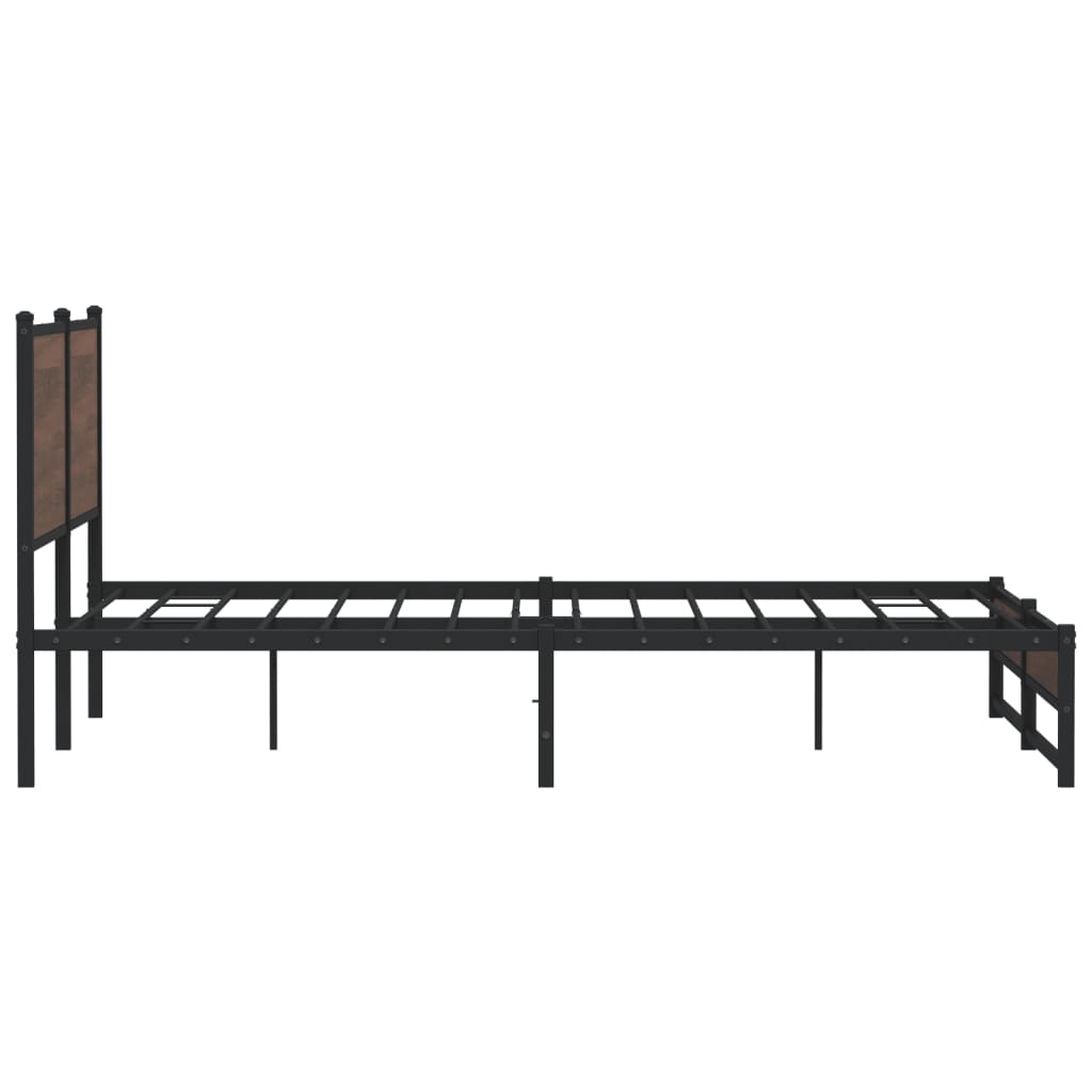 Metal Bed Frame without Mattress Brown Oak 160x200 cm