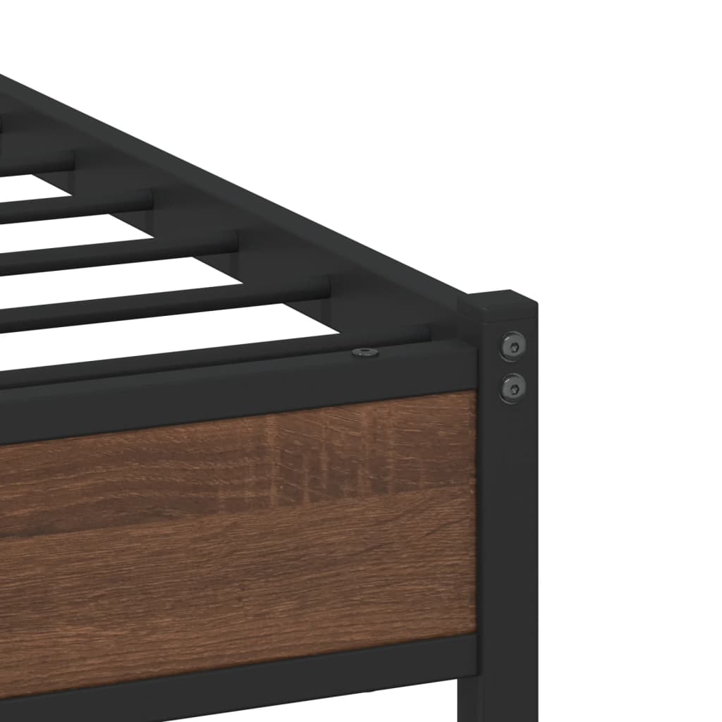 Metal Bed Frame without Mattress Brown Oak 160x200 cm
