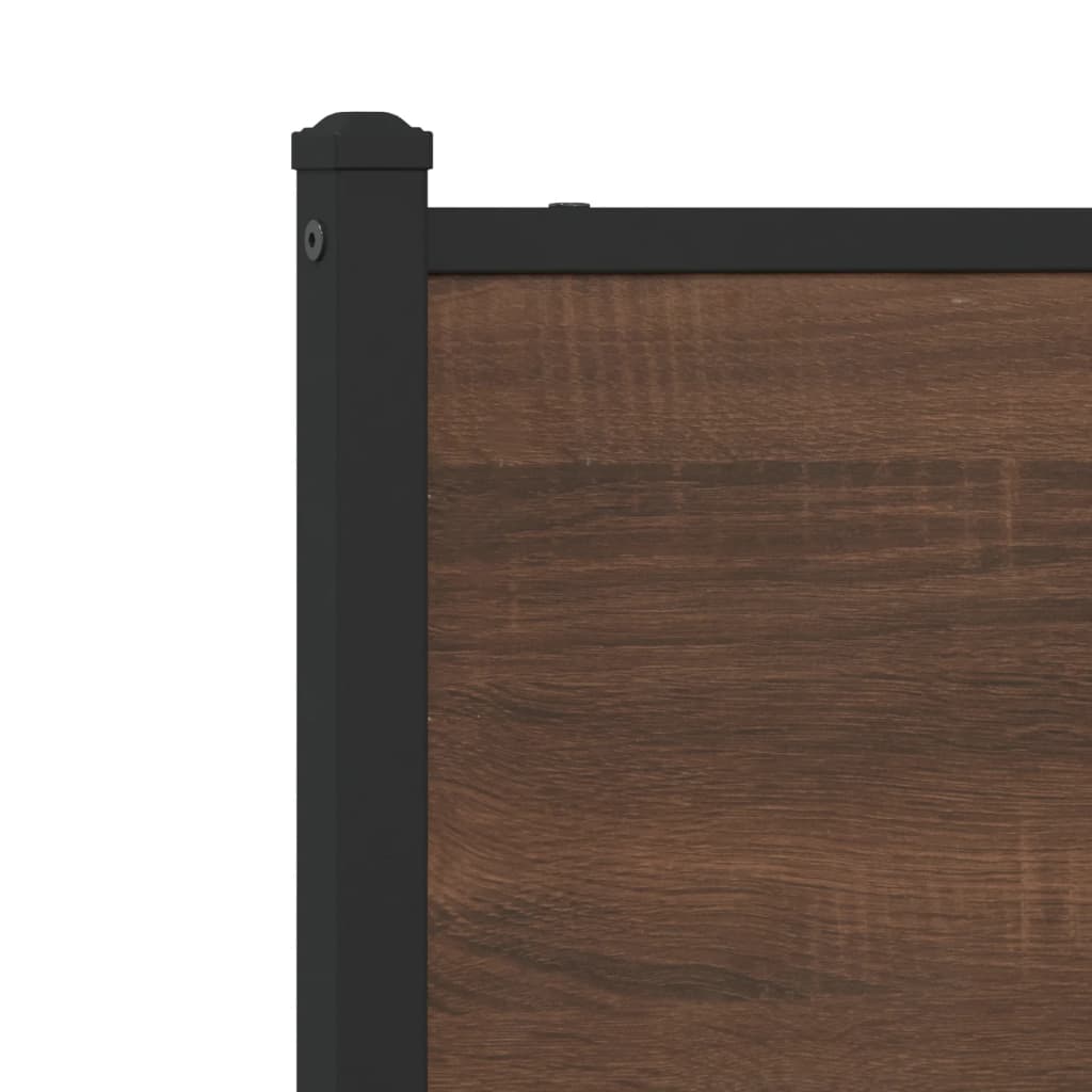Metal Bed Frame without Mattress Brown Oak 160x200 cm