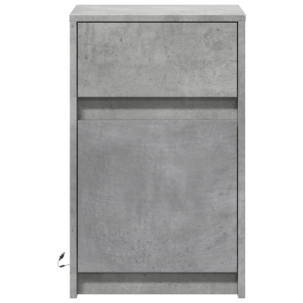 Bedside Cabinets with LED Lights 2 pcs Concrete Grey Engineered Wood