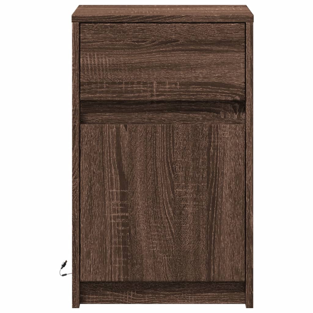 Bedside Cabinets with LED Lights 2 pcs Brown Oak Engineered Wood