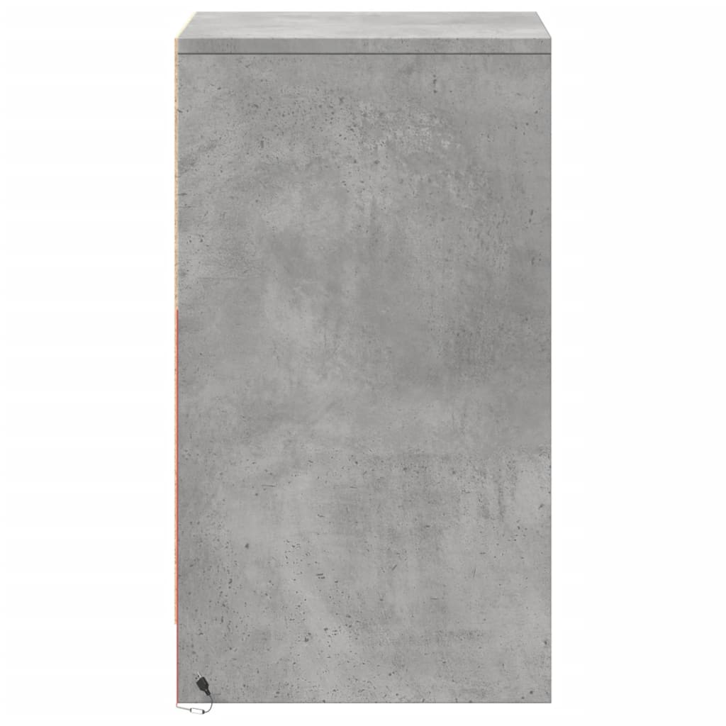 Bedside Cabinet with LED Lights Concrete Grey Engineered Wood