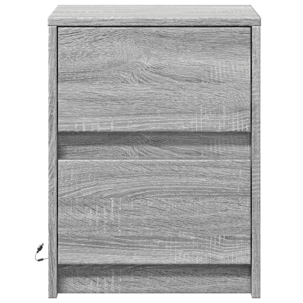 Bedside Cabinets with LED Lights 2 pcs Grey Sonoma Engineered Wood