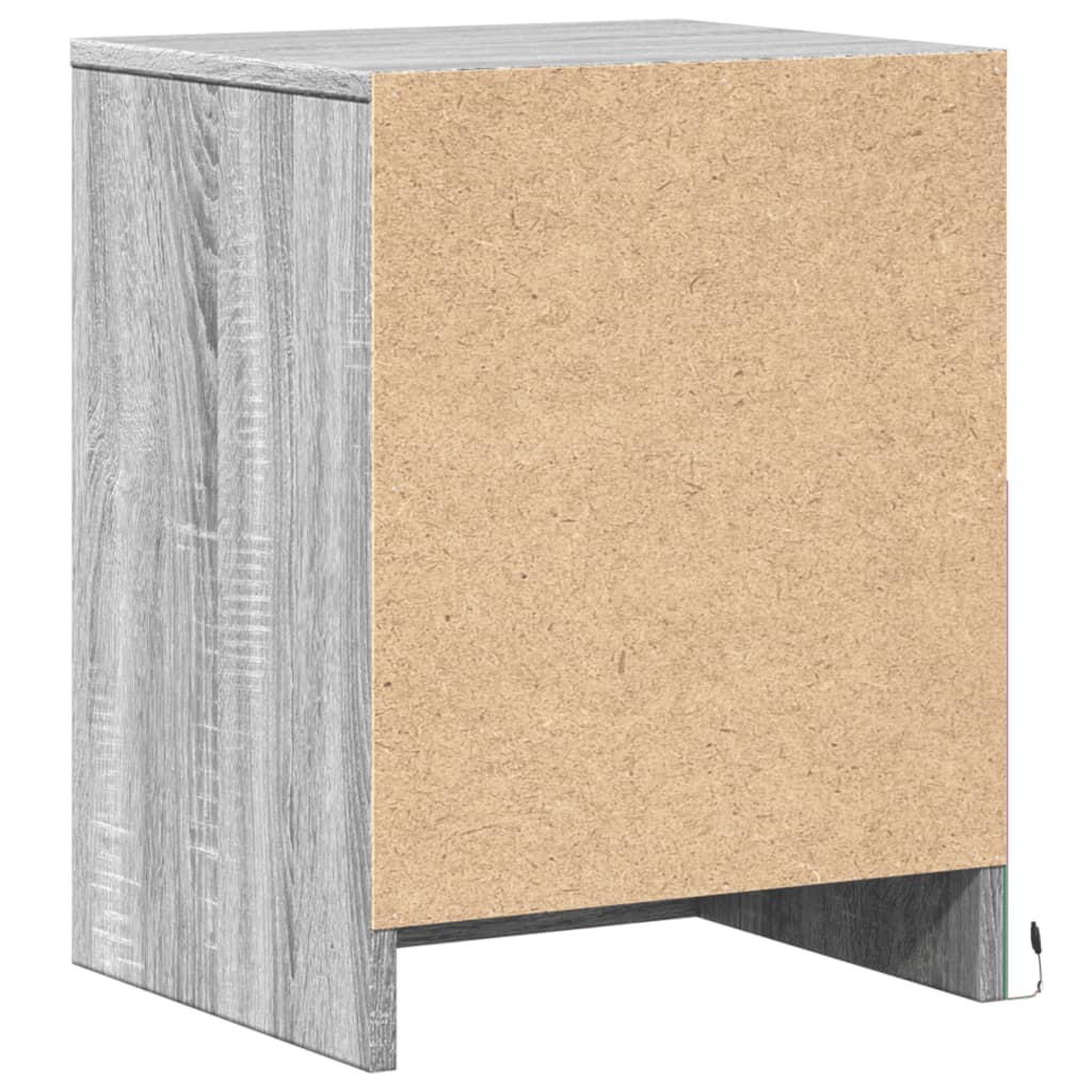 Bedside Cabinets with LED Lights 2 pcs Grey Sonoma Engineered Wood
