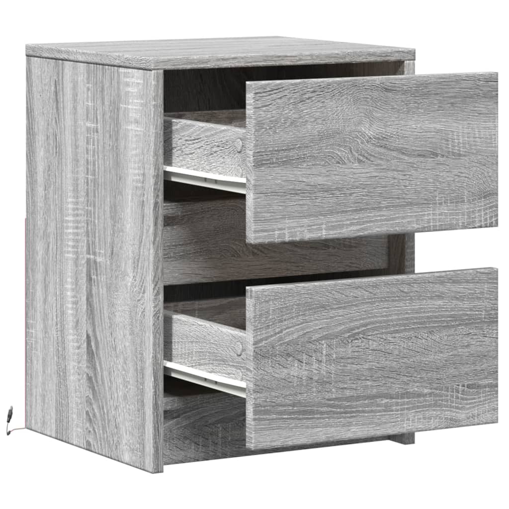 Bedside Cabinets with LED Lights 2 pcs Grey Sonoma Engineered Wood