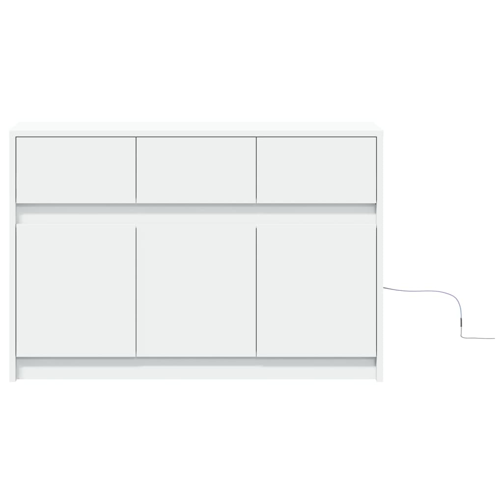 TV Cabinet with LED White 91x34x61 cm Engineered Wood