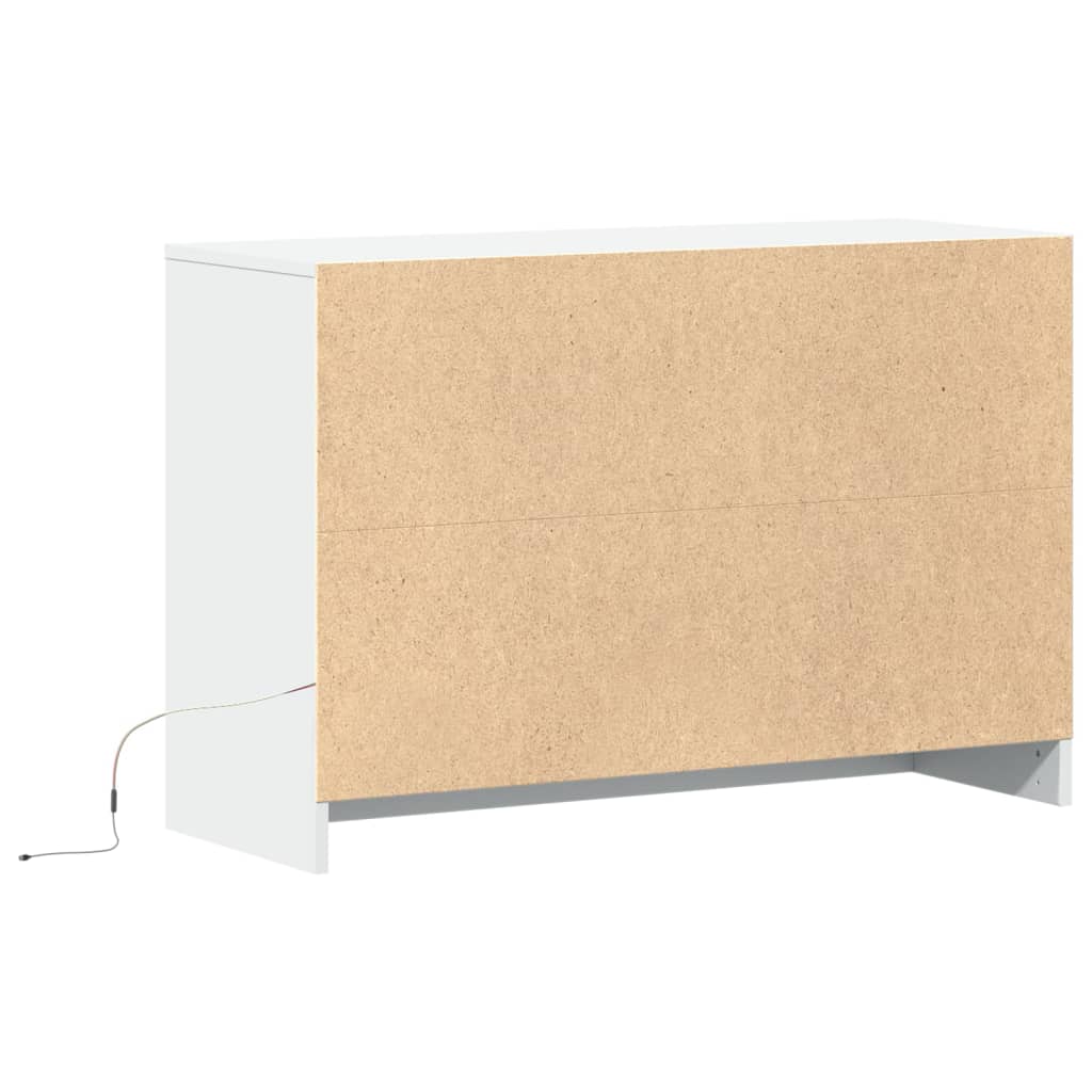 TV Cabinet with LED White 91x34x61 cm Engineered Wood