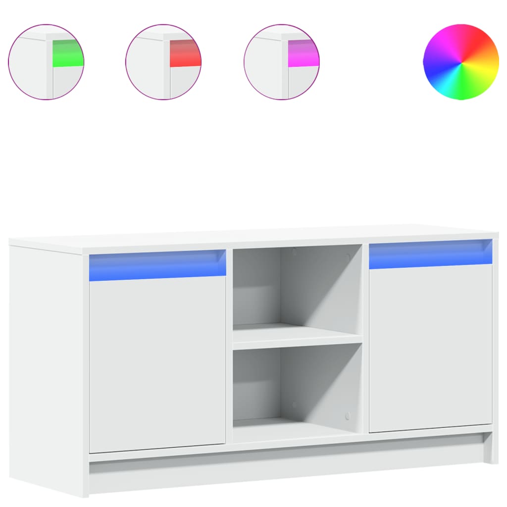 TV Cabinet with LED White 100x34x50 cm Engineered Wood