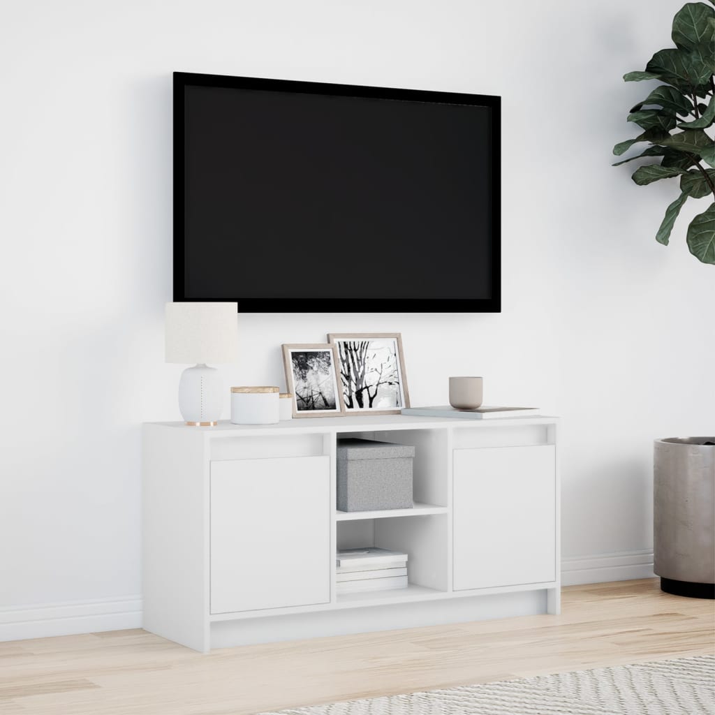 TV Cabinet with LED White 100x34x50 cm Engineered Wood