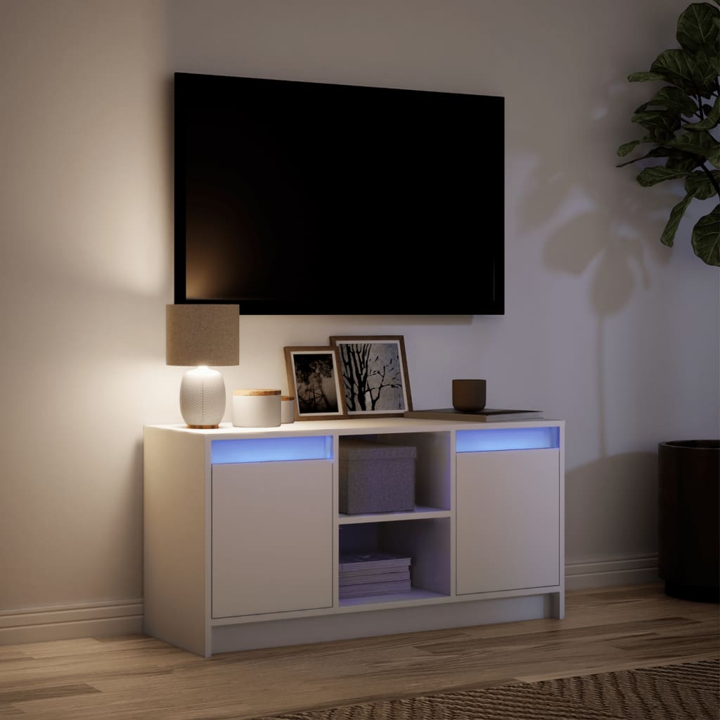 TV Cabinet with LED White 100x34x50 cm Engineered Wood