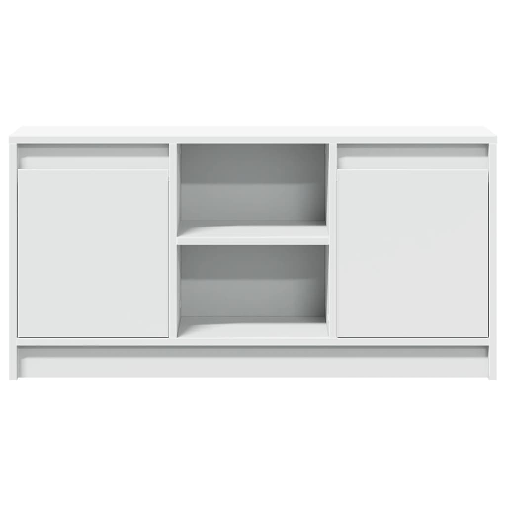 TV Cabinet with LED White 100x34x50 cm Engineered Wood
