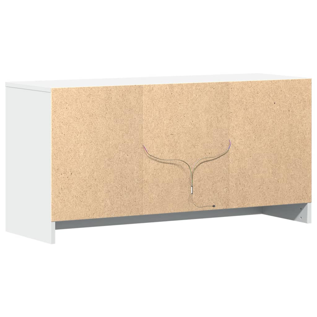TV Cabinet with LED White 100x34x50 cm Engineered Wood