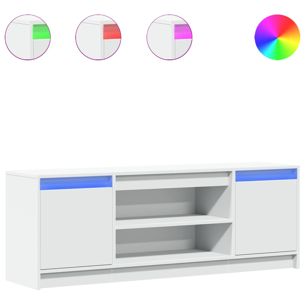 TV Cabinet with LED White 139.5x34x50 cm Engineered Wood