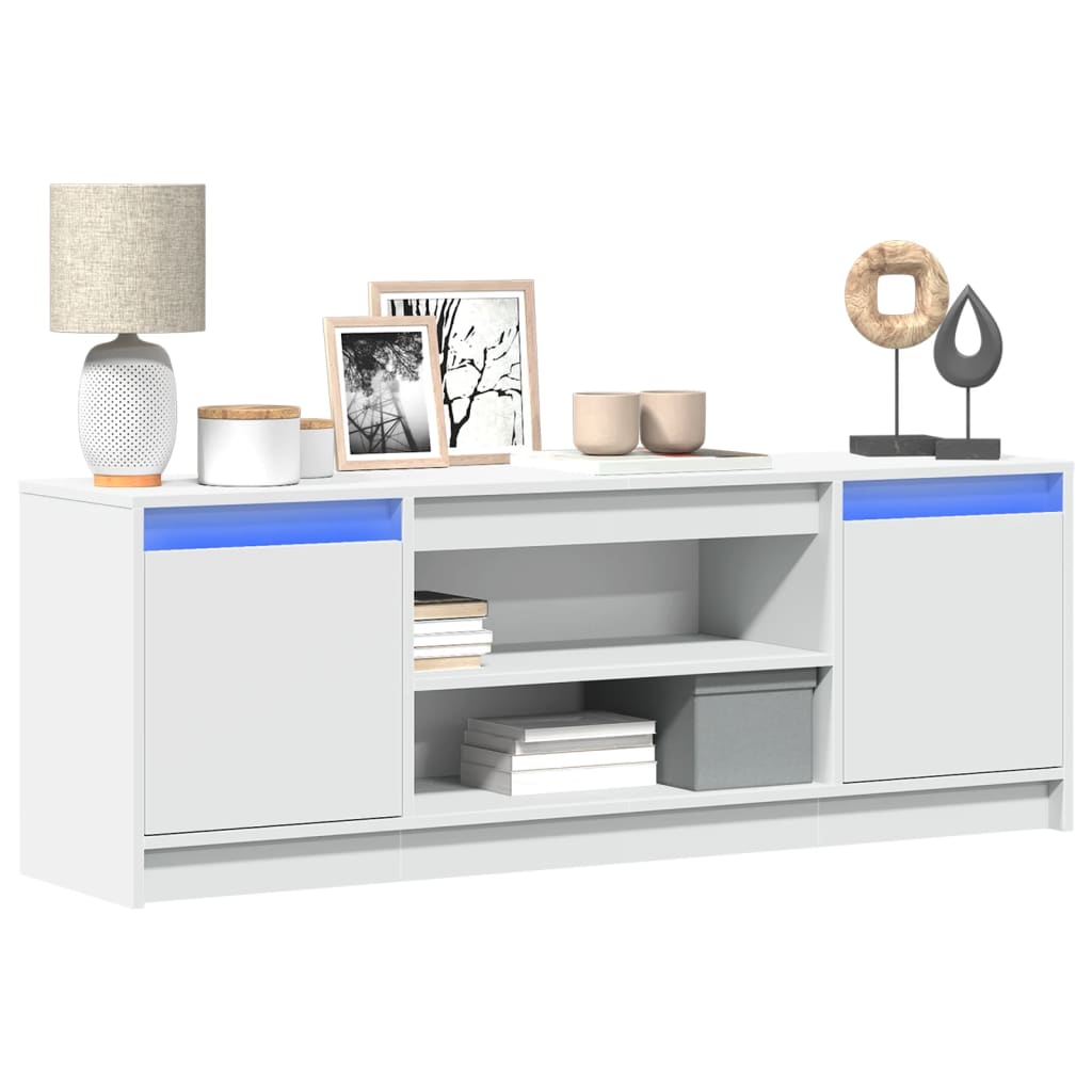 TV Cabinet with LED White 139.5x34x50 cm Engineered Wood