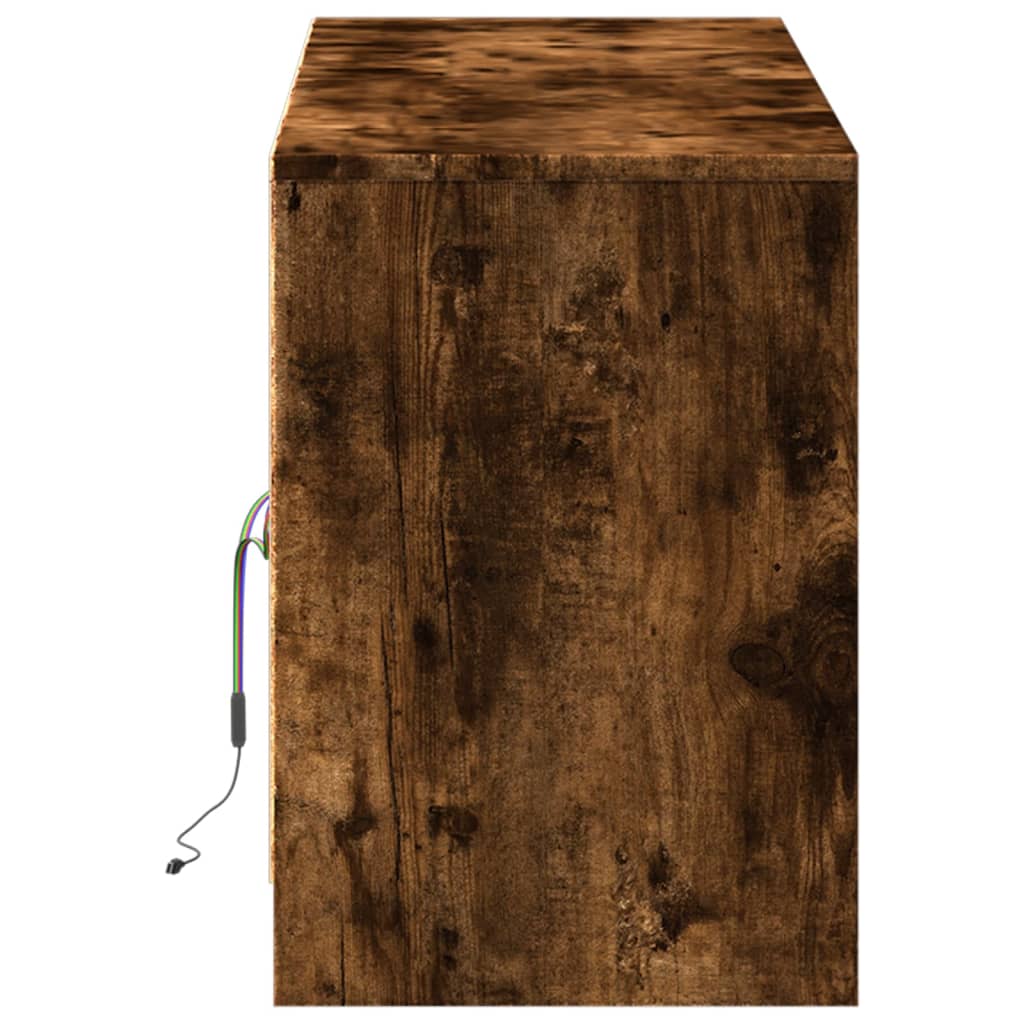 TV Cabinet with LED Smoked Oak 139.5x34x50 cm Engineered Wood