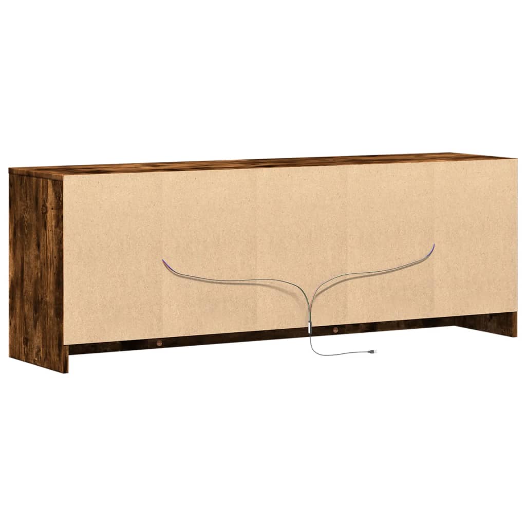 TV Cabinet with LED Smoked Oak 139.5x34x50 cm Engineered Wood