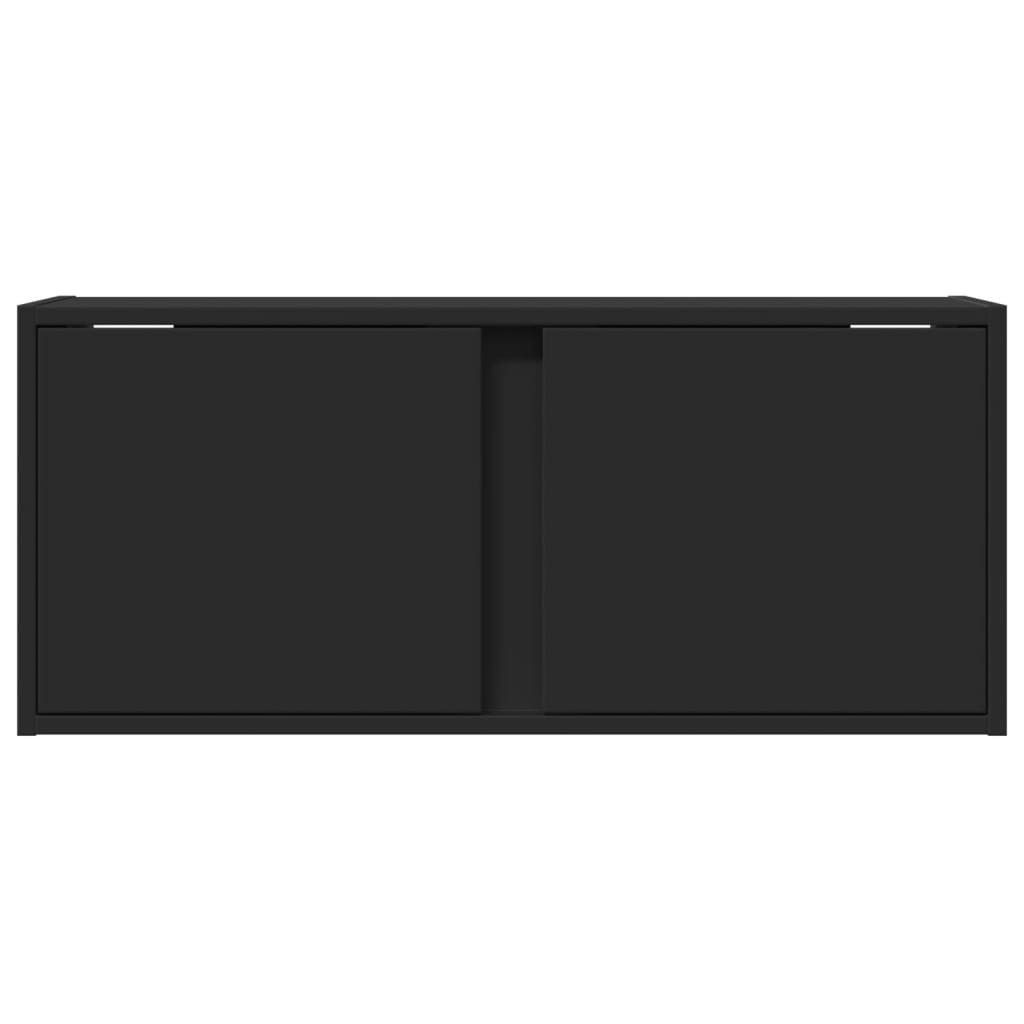 TV Wall Cabinet with LED Lights Black 80x31x35 cm