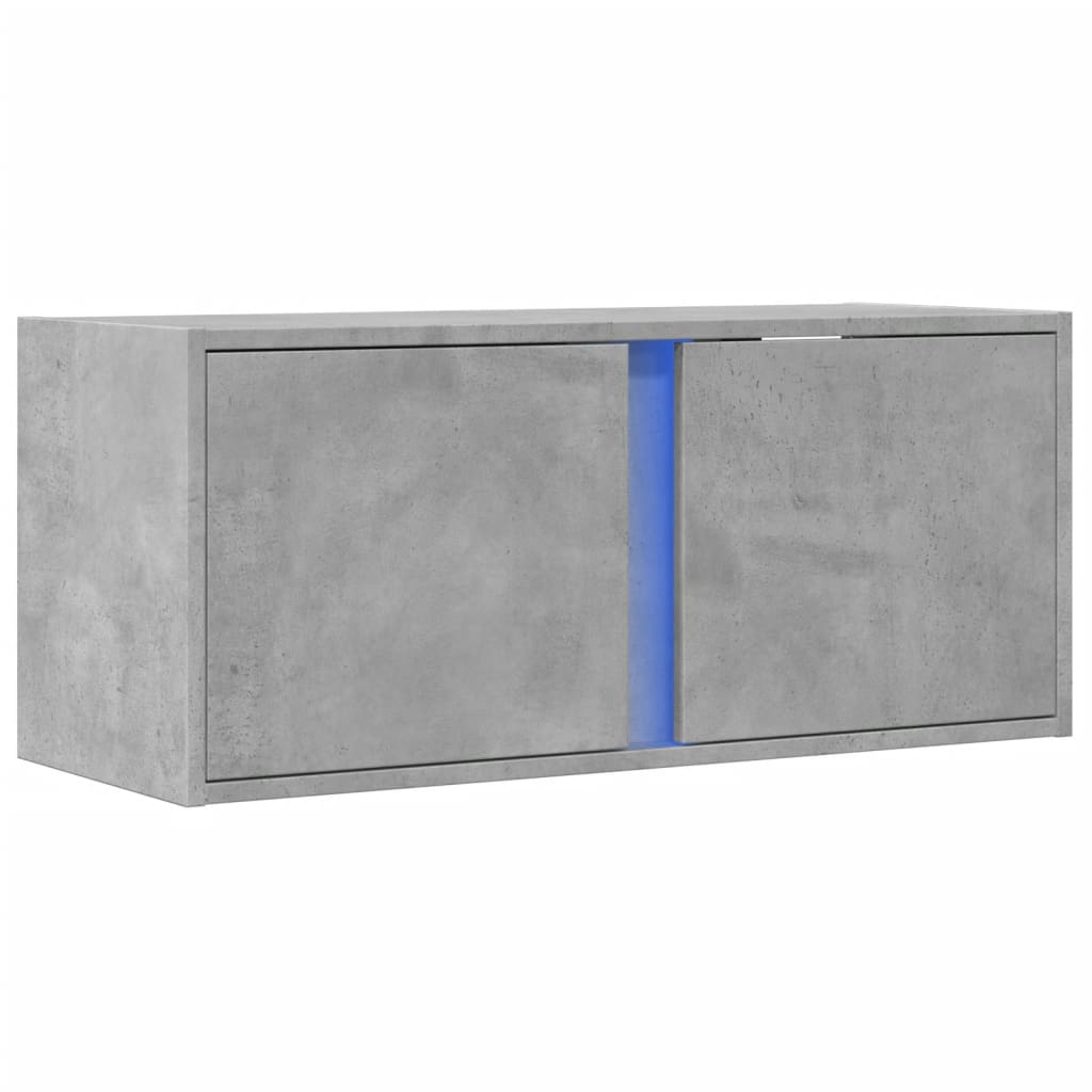 TV Wall Cabinet with LED Lights Concrete Grey 80x31x35 cm