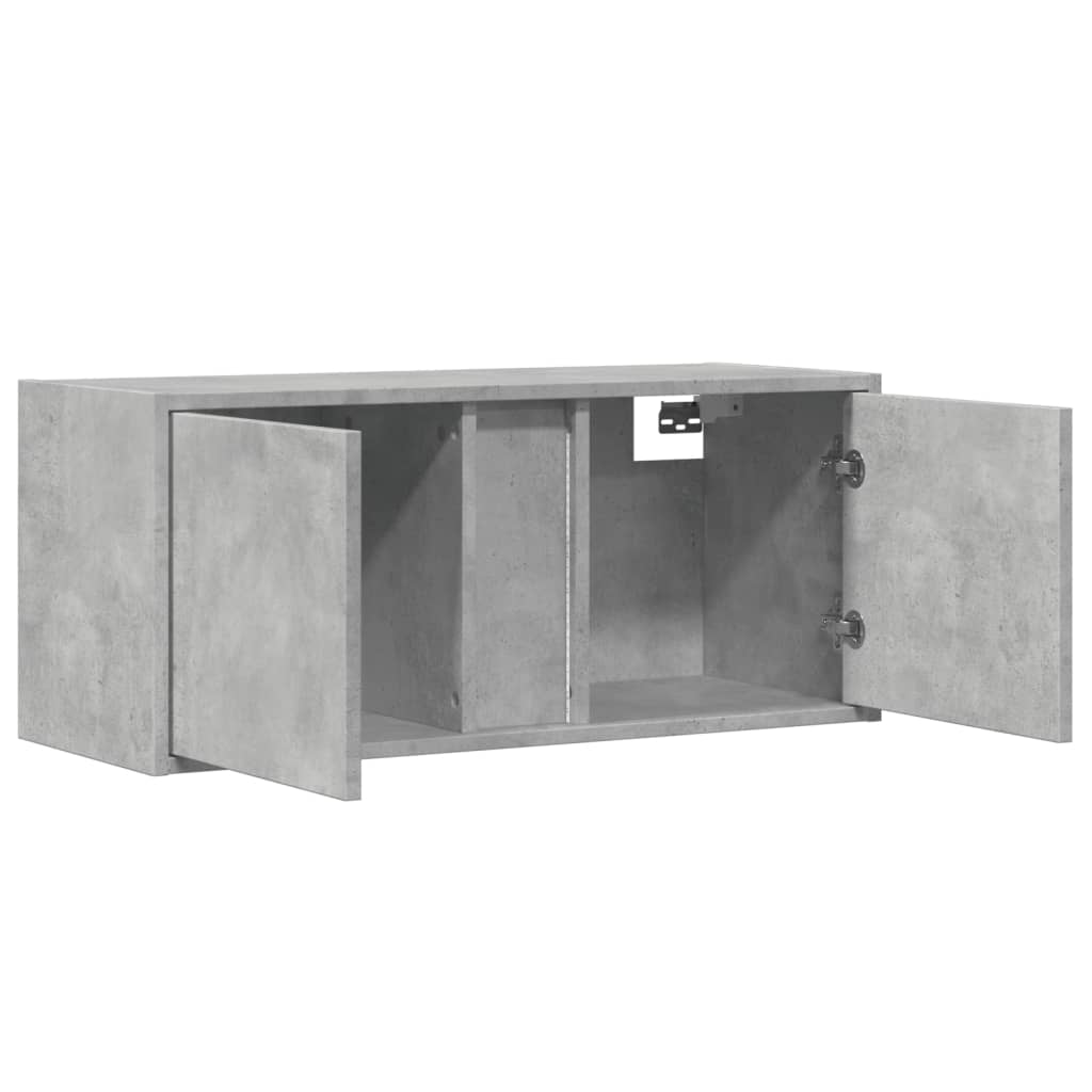 TV Wall Cabinet with LED Lights Concrete Grey 80x31x35 cm