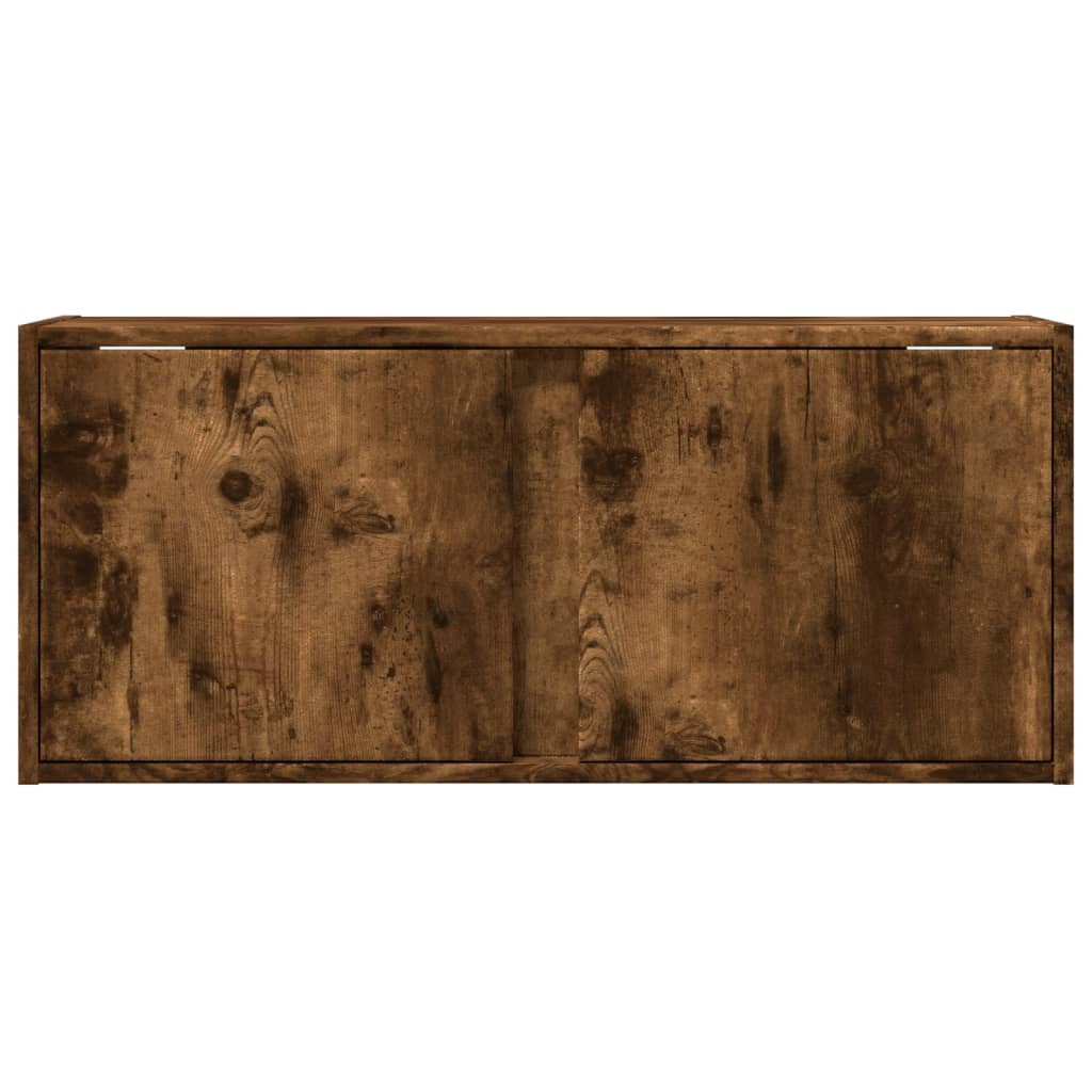 TV Wall Cabinet with LED Lights Smoked Oak 80x31x35 cm