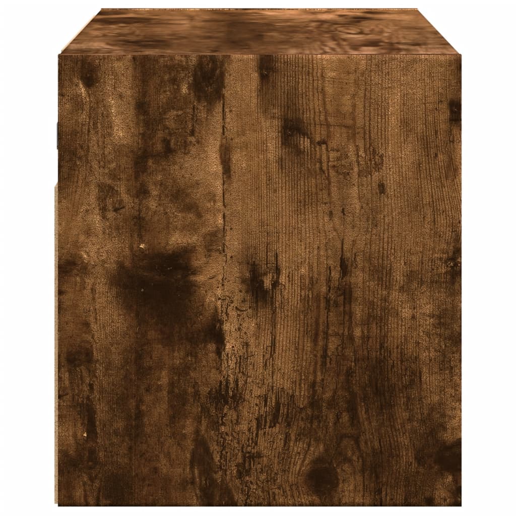 TV Wall Cabinet with LED Lights Smoked Oak 80x31x35 cm