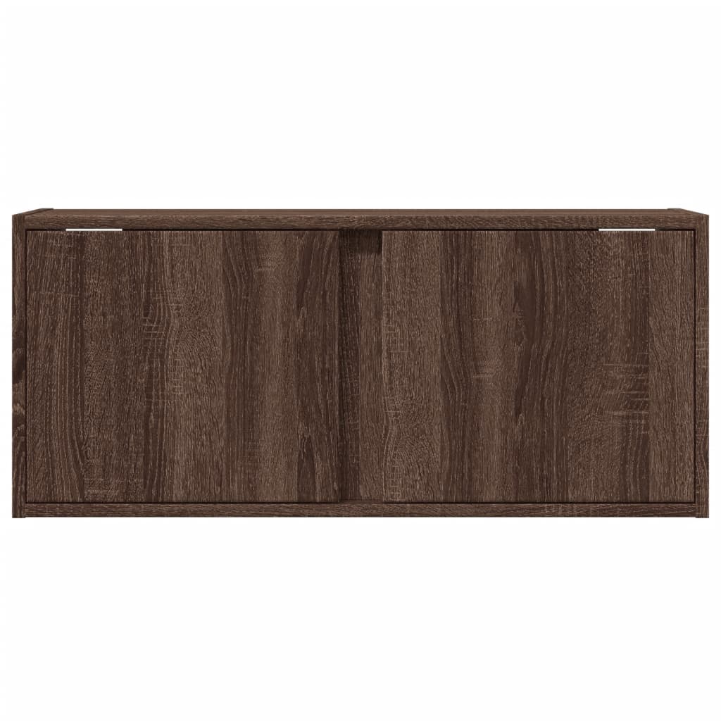 TV Wall Cabinet with LED Lights Brown Oak 80x31x35 cm