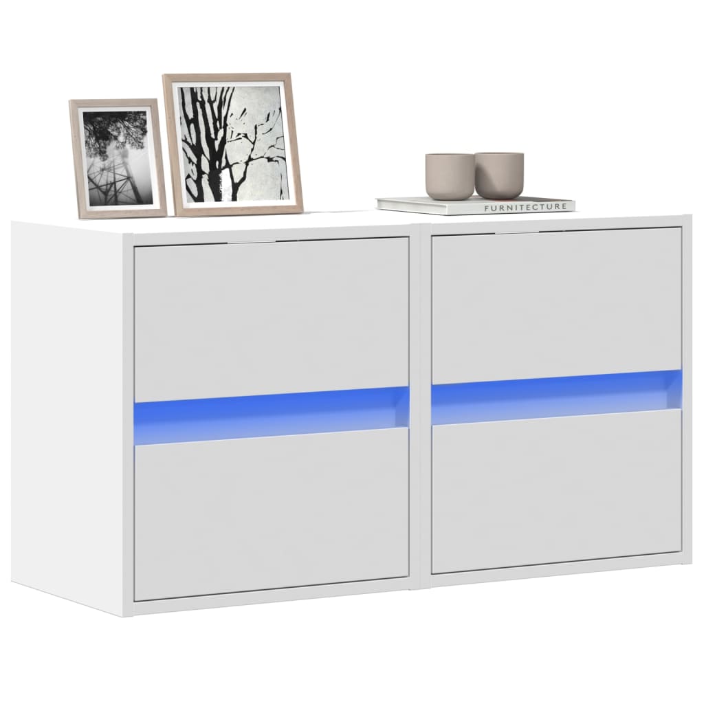 TV Wall Cabinets with LED Lights 2 pcs White 41x31x45 cm