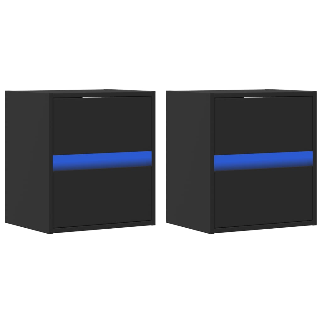 TV Wall Cabinets with LED Lights 2 pcs Black 41x31x45 cm