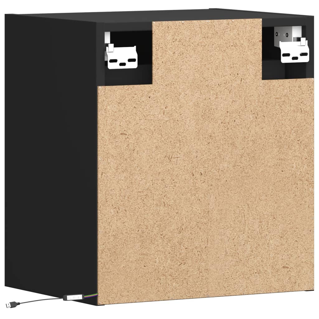TV Wall Cabinets with LED Lights 2 pcs Black 41x31x45 cm