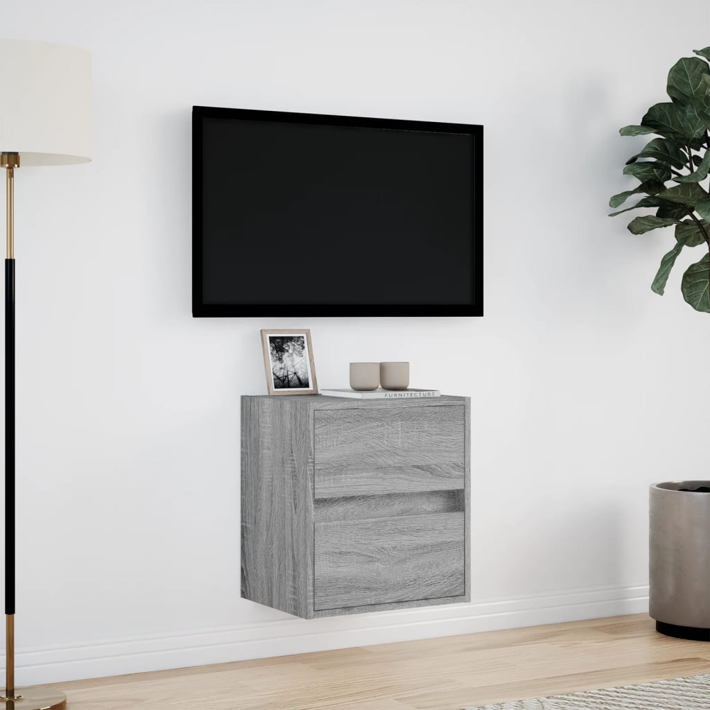 TV Wall Cabinet with LED Lights Grey Sonoma 41x31x45 cm