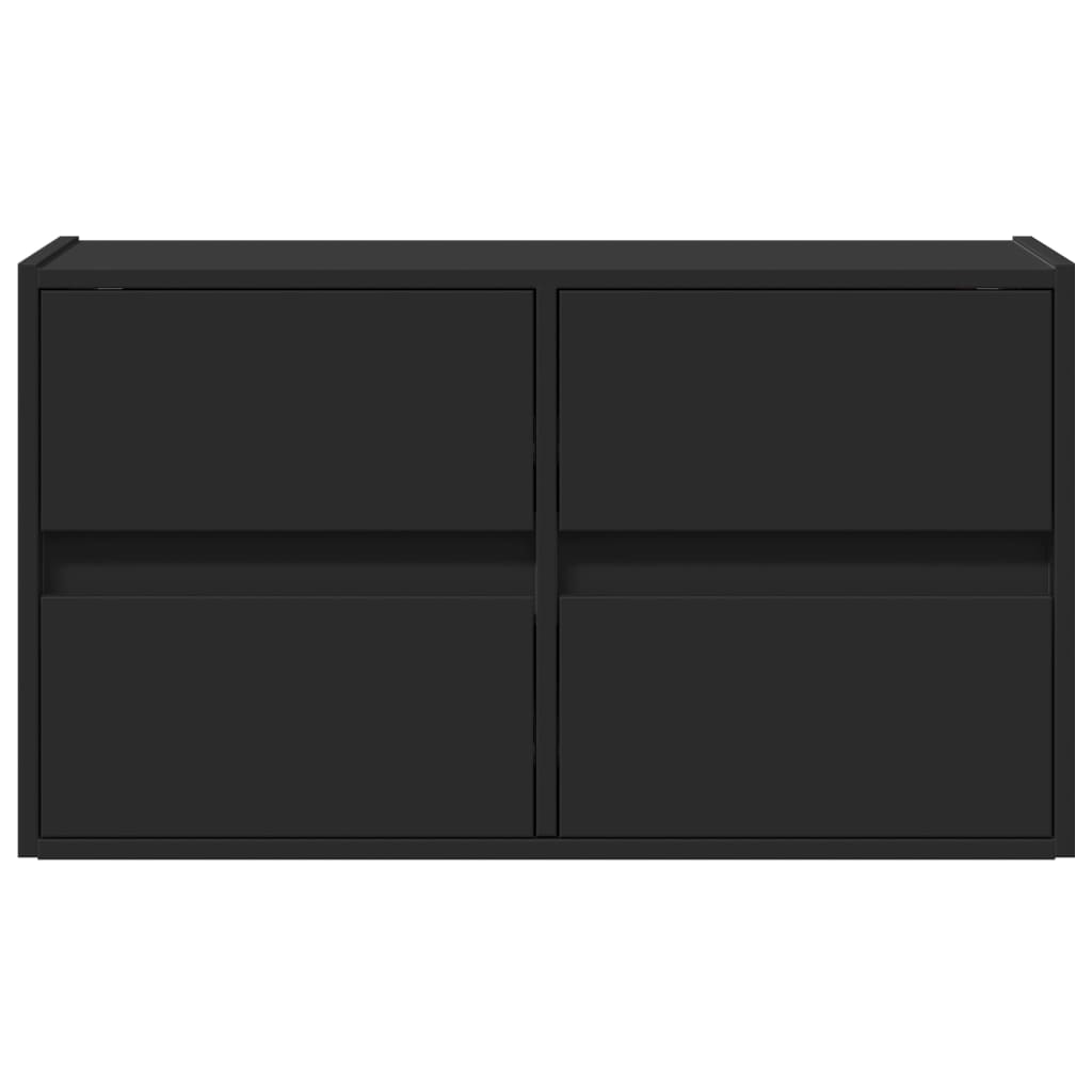 TV Wall Cabinet with LED Lights Black 80x31x45 cm