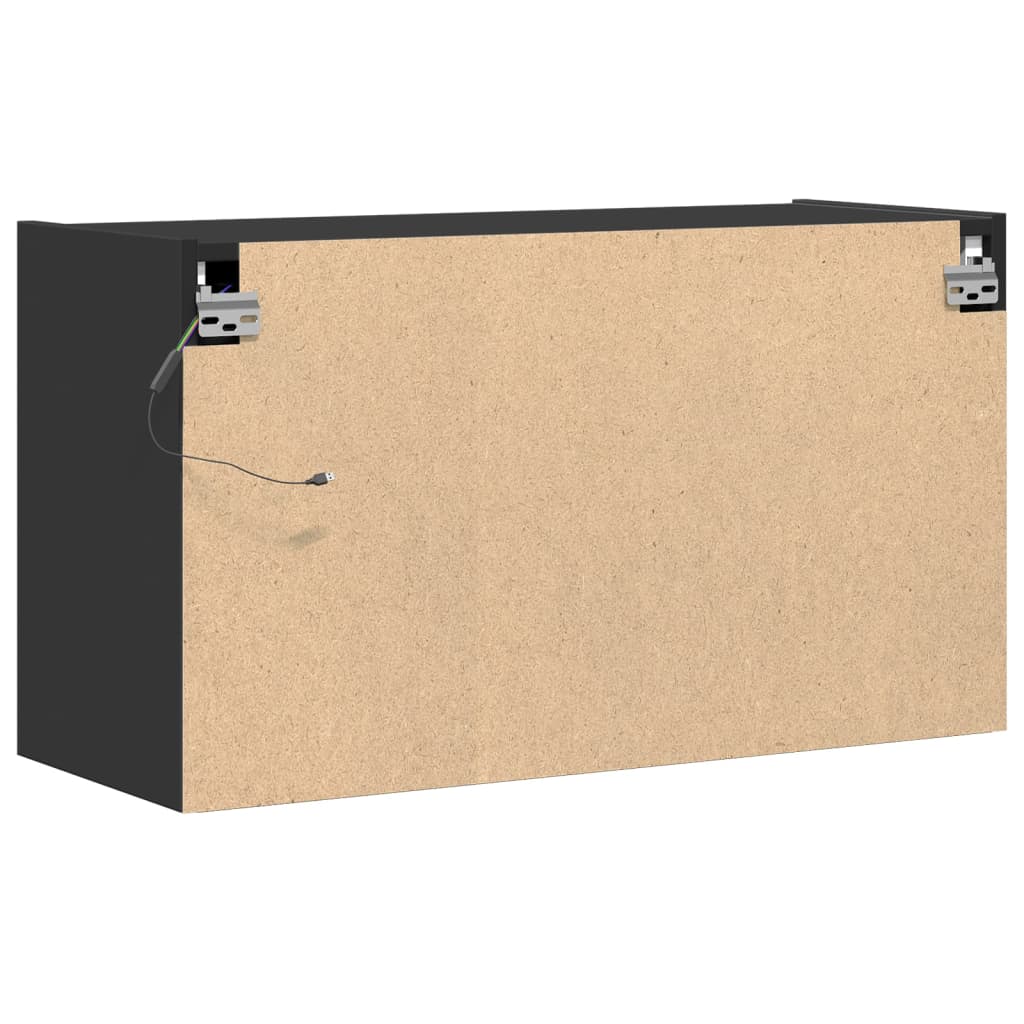 TV Wall Cabinet with LED Lights Black 80x31x45 cm