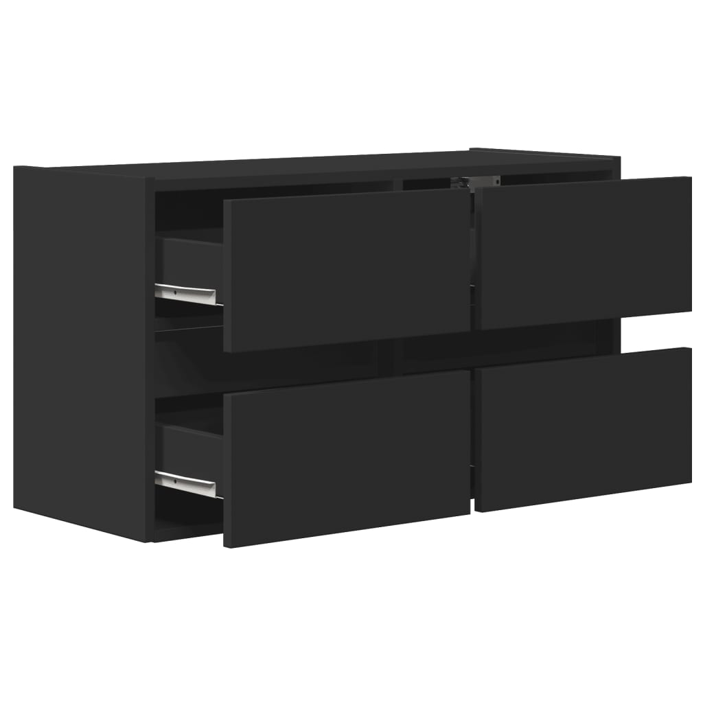 TV Wall Cabinet with LED Lights Black 80x31x45 cm