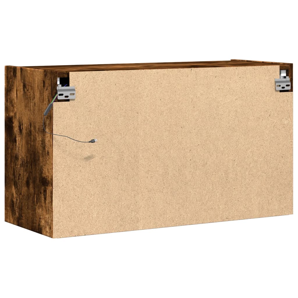 TV Wall Cabinet with LED Lights Smoked Oak 80x31x45 cm