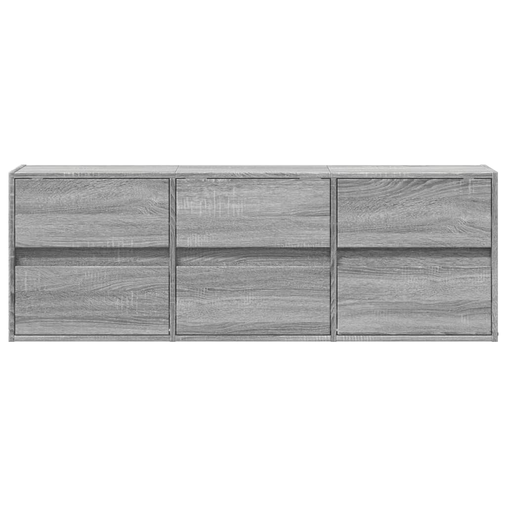 TV Wall Cabinet with LED Lights Grey Sonoma 130x31x45 cm